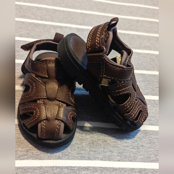 Carter's Toddler Boy Brown Faux Leather Sandals Size 4 - Picture 1 of 5